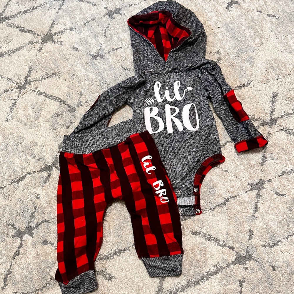 Baby boy red plaid outfit 🎄